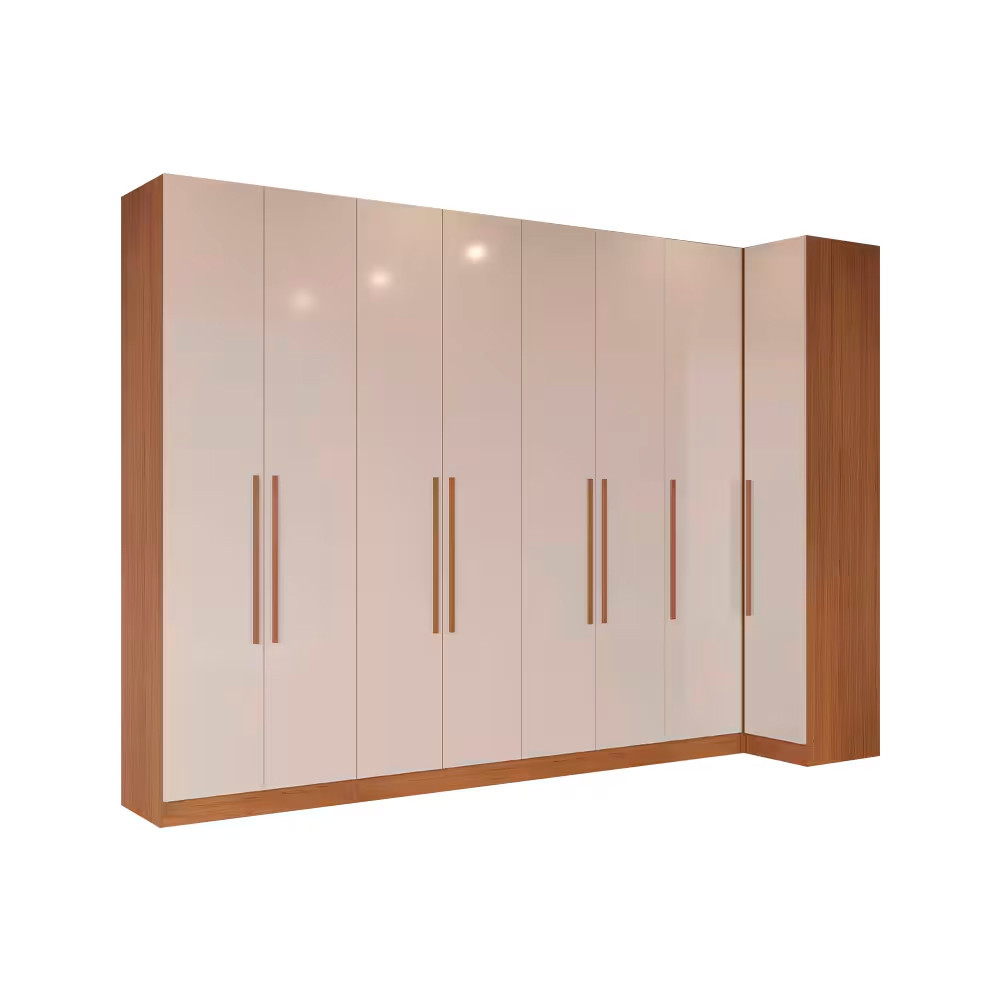 Guarda Roupa Modulado Canto Reto de Casal Lugano 8 Portas 5 Gavetas 11 Prateleiras 4 Peas Bartira