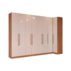 Guarda Roupa Modulado Canto Reto de Casal Lugano 8 Portas 5 Gavetas 11 Prateleiras 4 Peças Bartira