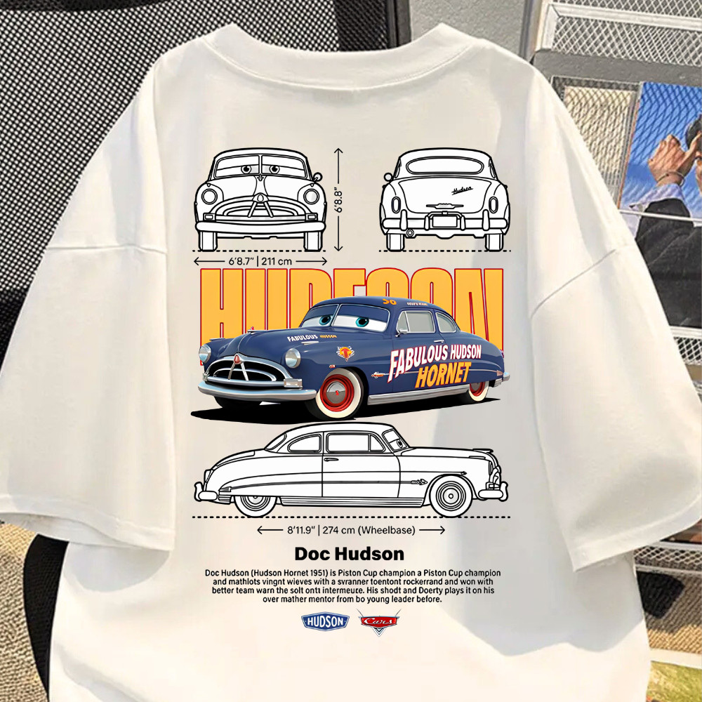 Camiseta Estampada Cars Carros Blusa McQueen Algodao Desenho Animado Hudson Hornet T-shirt Moda Geek VB STORE VB