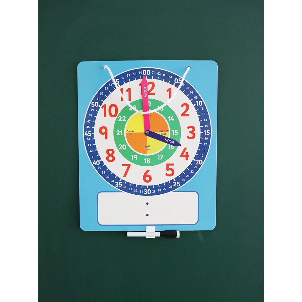 Relógio magnético pendurado modelo crianças tempo regravável iluminação placa cognitiva inglês educação precoce sala de 