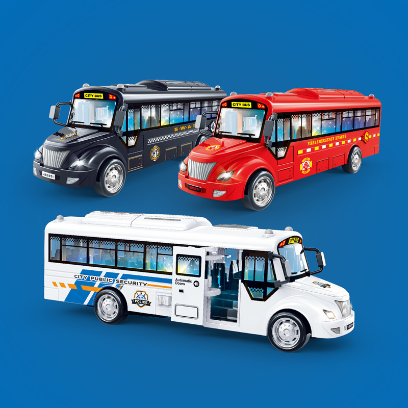 Simulação de som inercial luz ônibus policial fogo SWAT ônibus modelo com luz e música brinquedos infantis