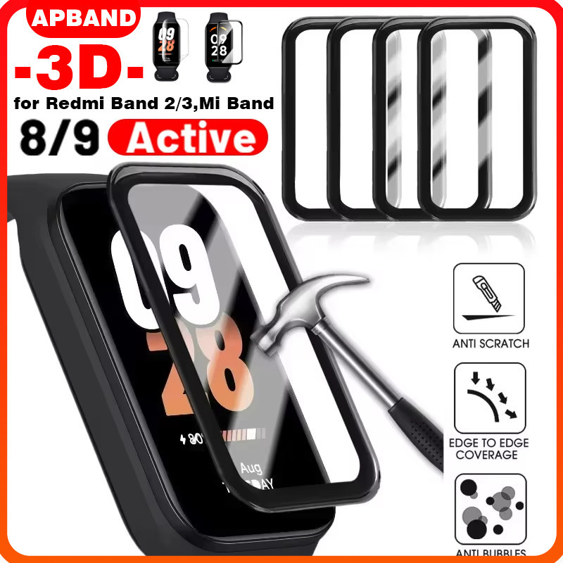 Pelicula Com Vidro De Suave Para Relógio Smartwatch Xiaomi Mi Band 9 8 Active/Redmi Band 3 2 Screen Protector Temperada
