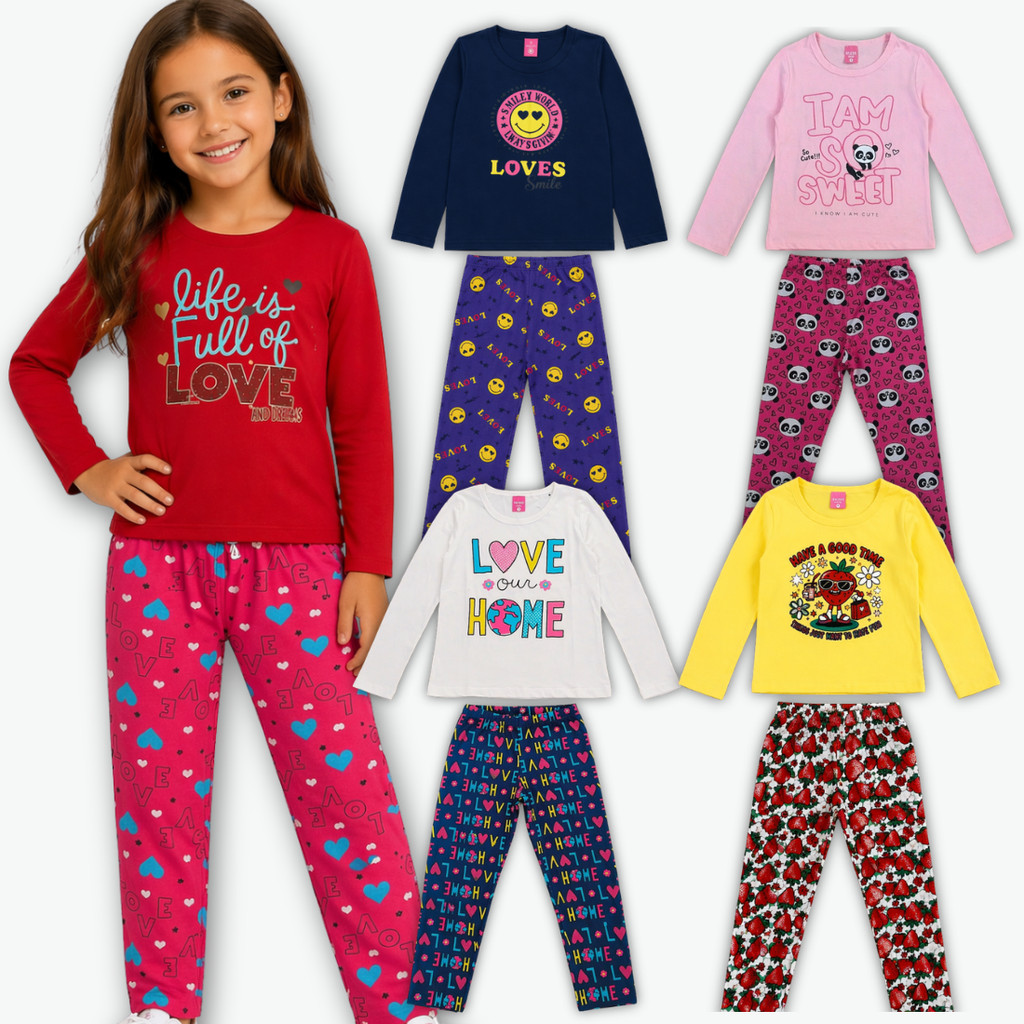Kit 2 Conjuntos Infantil Feminino Meia Estação Roupa Completa Menina - Envio Sortido