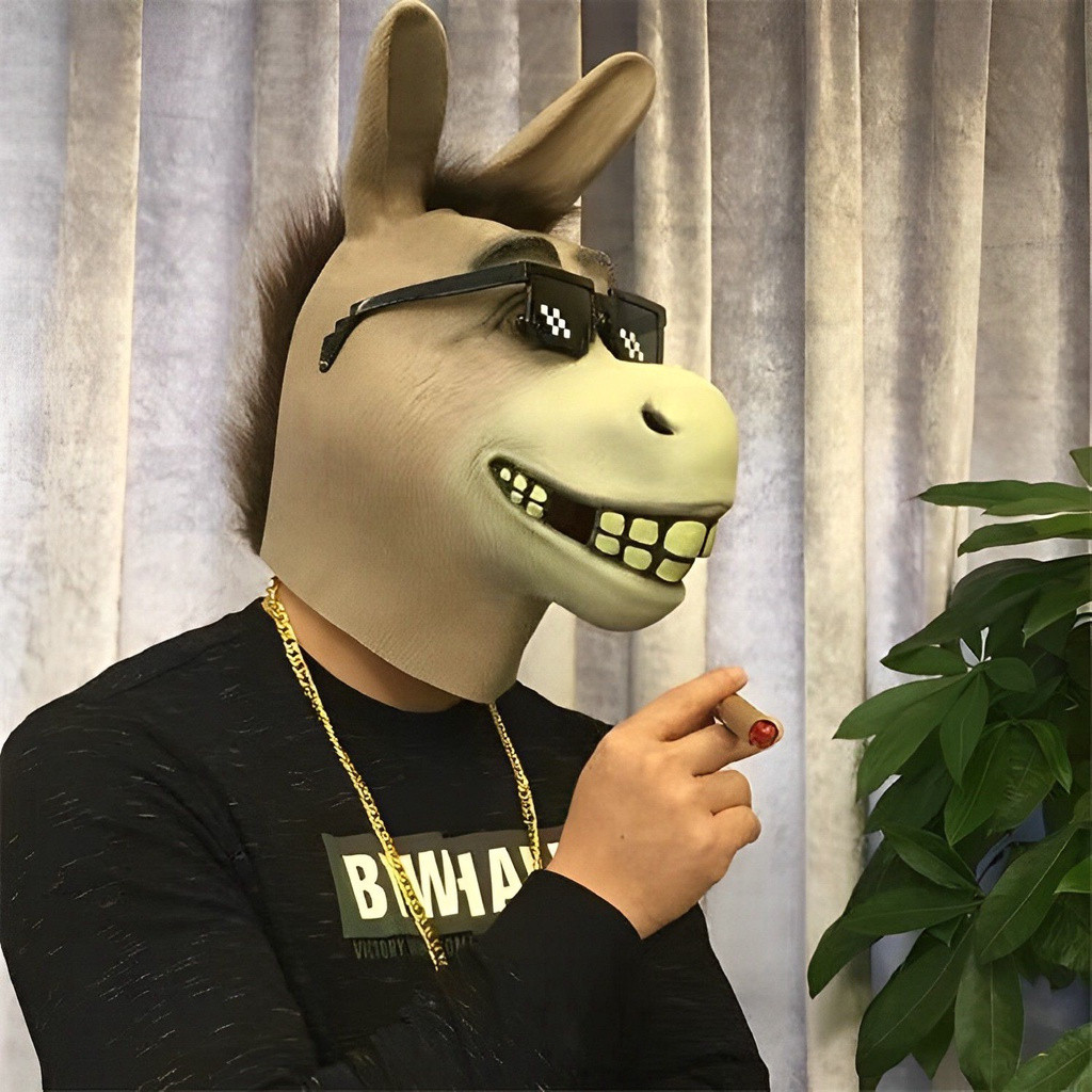 Máscara De Cabeça De Cavalo Halloween Festa De Borracha Animal Cosplay Acessório Para Adultos