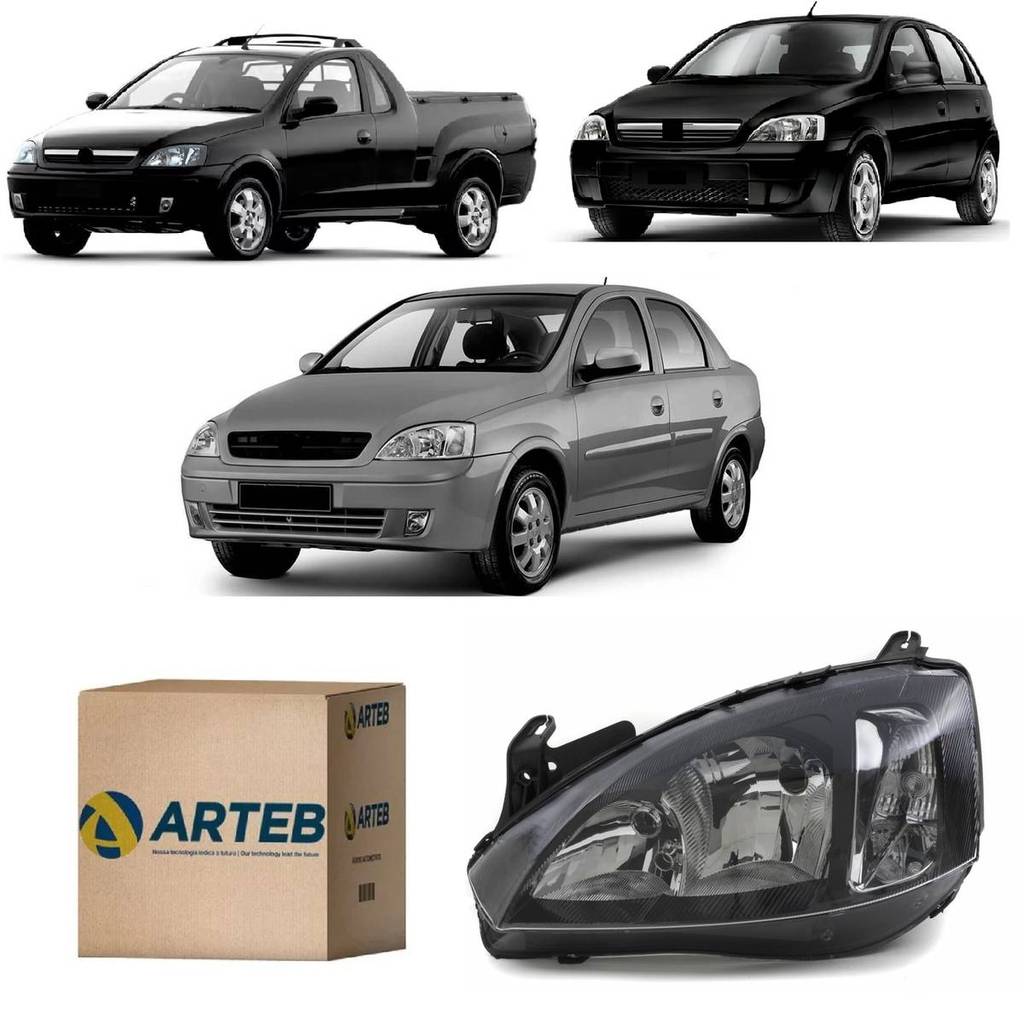Farol Corsa Hatch 02 12 Mascara Negra Arteb Esq