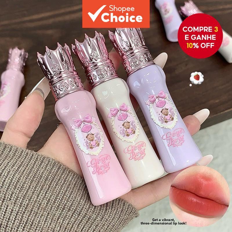 Creme Labial em Bastão Gege Bear: Fórmula sedosa, alta pigmentação, não transfere, longa duração, para meninas