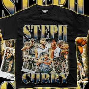 Camiseta Oversized Steph Curry Golden State Warriors Collage Masculina Feminina Basquete Streetwear T-shirt