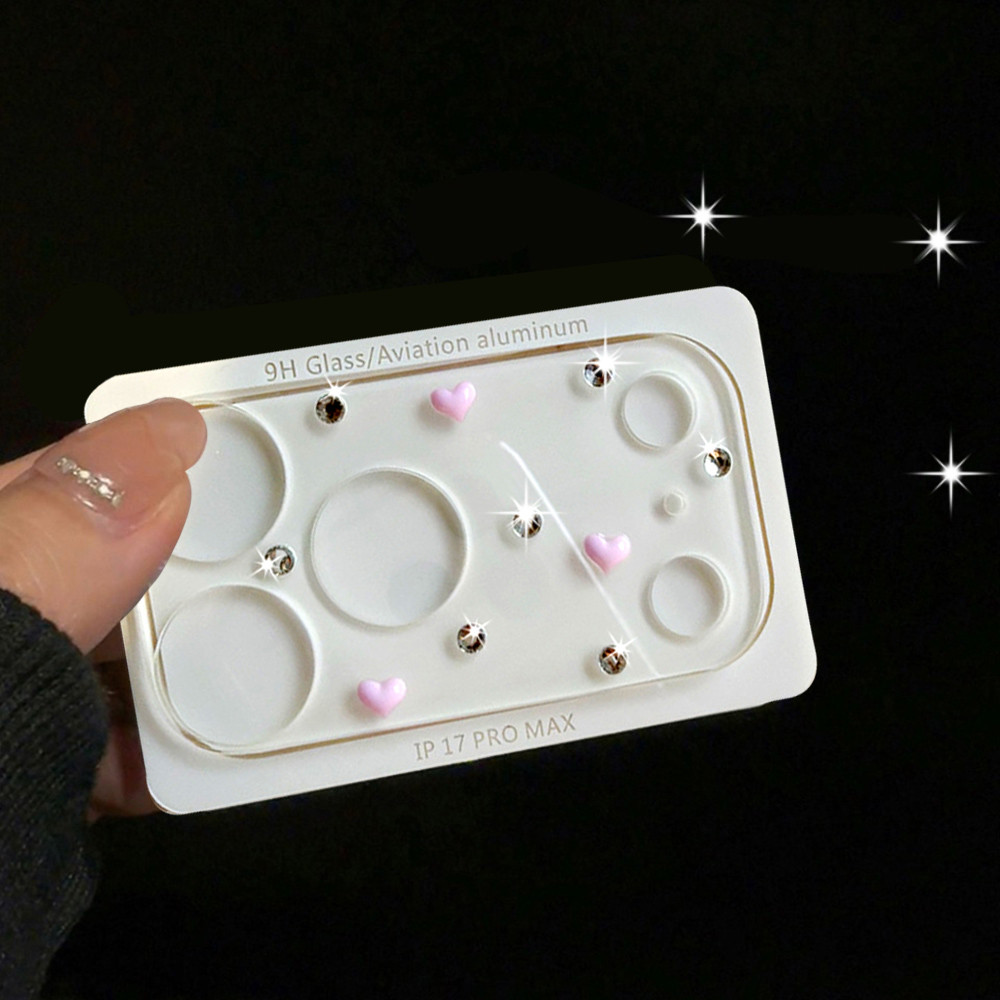 Protetor De Câmera Para iPhone 17 Pro Max 17Pro Luxo 3D Arco Pérola Amor Coração Decoração Lente