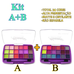 Combo Duplo Paletas de Sombra Jasmyne Nuance (A + B) - Kit Profissional 36 Cores JS0801
