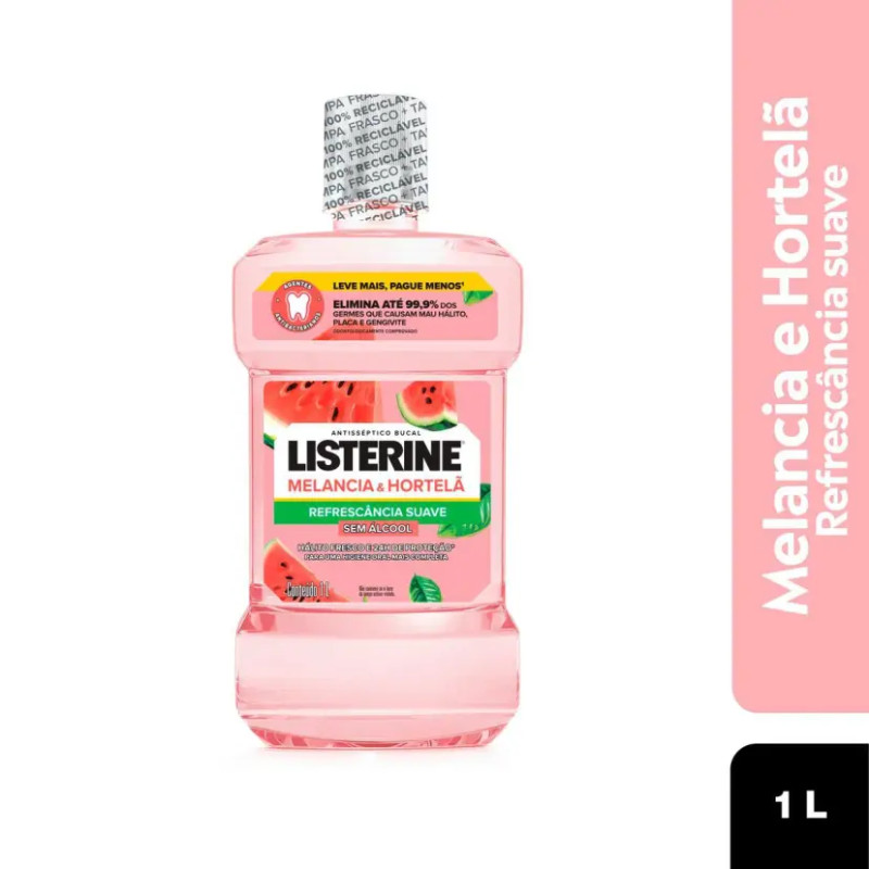 Enxaguante Bucal Listerine Melancia & Hortelã Sem Álcool 1L - Vencimento:10/2027