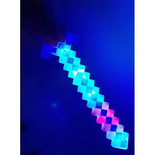 Espada Minecraft Grande 60cm Bloco Gamer Led Brilhante Bloco Azul 