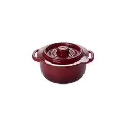 Pote Panelinha Hermético Supreme Vermelho 180 ml Mini Caçarola Ramekin Plástico Redondo Plasútil
