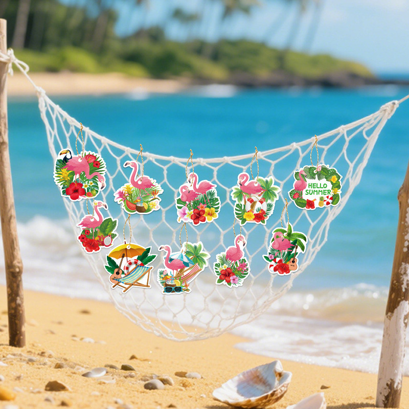 Flamingo De Verão Palmeira Rosa Tropical Havaiano Garagem Pendurado Ornamento Festa Em Casa , Aloha Luau Tikki Decoraçõe