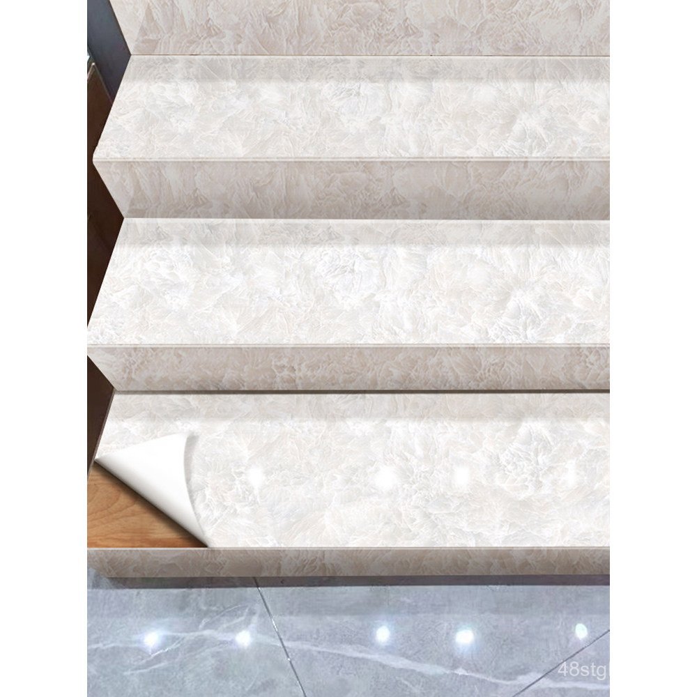 Adesivos de piso de passo, imitação de padrão de mármore, modificação de escada, antiderrapante, autoadesivo, decorativo