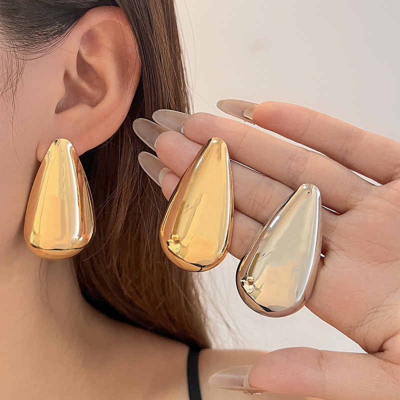 Brincos em forma de gota de espelho de Metal minimalista Retro moda Commuter nicho requintado brincos brilhantes