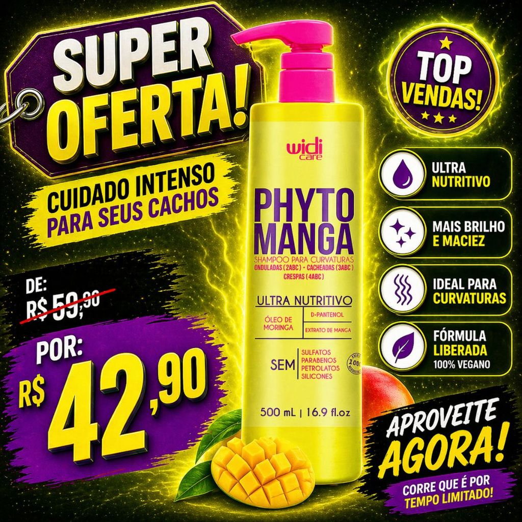 Phytomanga Shampoo para Curvaturas – Widi Care 500ml - OFERTA ESPECIAL