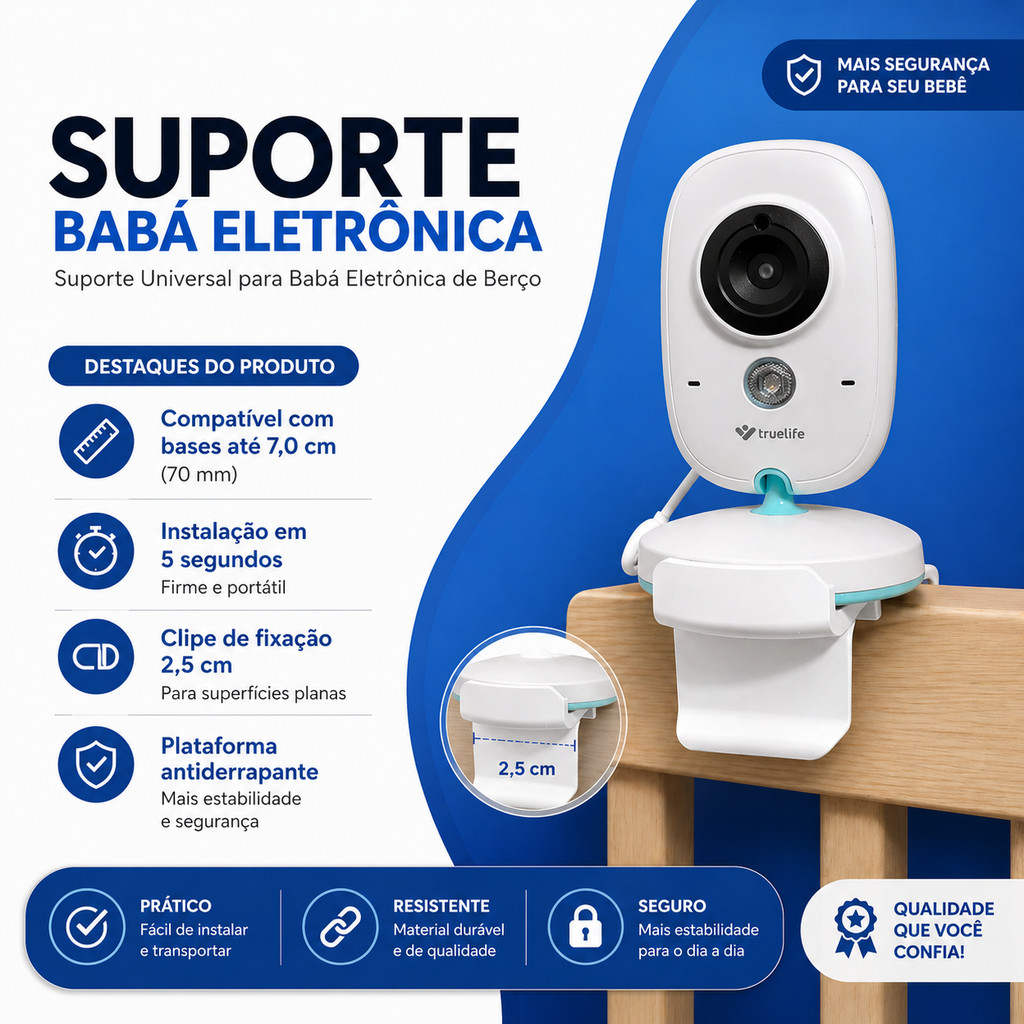 Suporte Babá Eletrônica Baby Monitor para Berço Ajustável Flexível Pratico