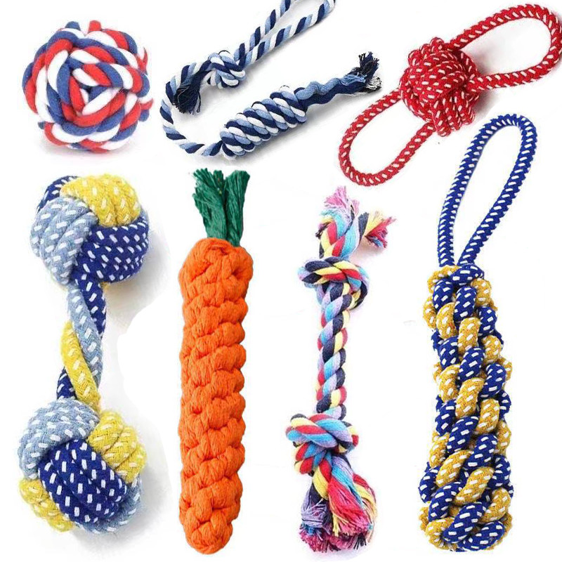 Cão de estimação brinquedo resistente à mordida pequeno cão Molar corda cão mordida corda rebocador de guerra nó corda f