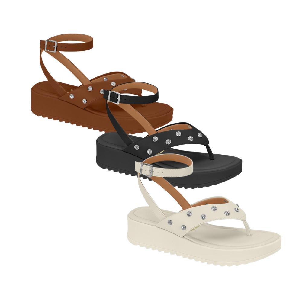 Sandália Vizzano Feminina Flatform Pedrarias Conforto