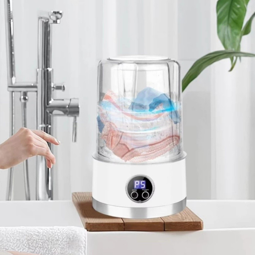 Mini Máquina de Lavar 1000ml Compacta Recarregável para Peças Íntimas Roupas Leves Meias e Bebê Portátil