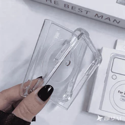 S23 S24 S25 S26/ ZFLIP- ZFOLD- Linha-A Case Transparente Magnética Anti Queda SAM Compatível MagSafe