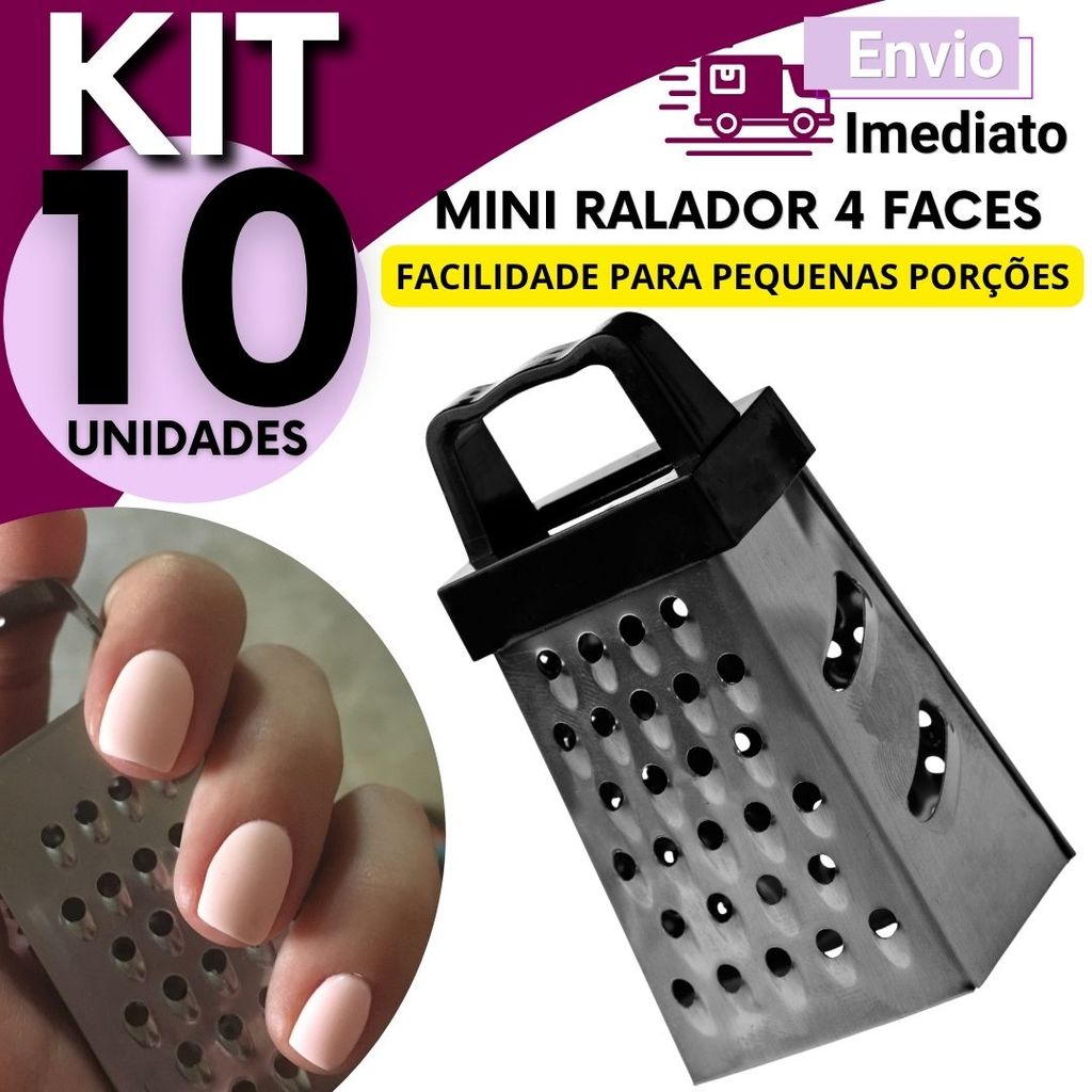 Kit Mini Ralador Inox 4 Faces 3,1"  kit 10, 8, 5 ou 2 Un Colorido Multiuso Ralar Queijo Legumes Cozinha Compacto