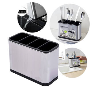 Escorredor Porta Talheres Inox com Drenagem 4 Divisões