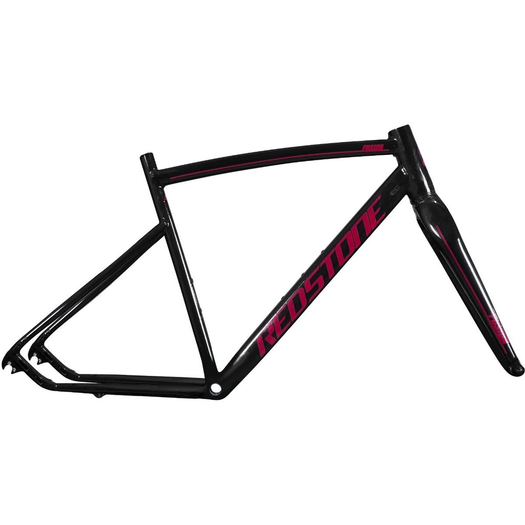 Quadro e Garfo Bicicleta Aro 700c Gravel Speed Alumínio Redstone Bike Freio a Disco Branco/Preto Vermelho/Preto