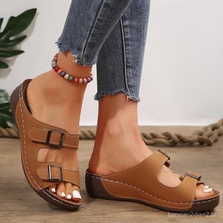 2024 comércio exterior verão novo estilo senhoras chinelos de sola grossa Cross-Border tamanho grande Casual fivela de c