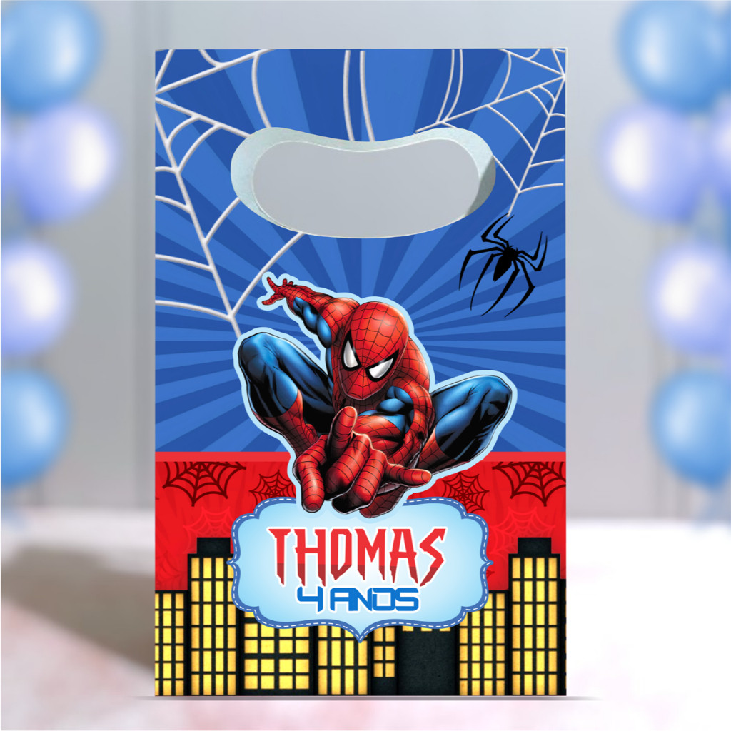 Sacolinha Personalizada Boca de Palhaço tema Homem Aranha | Bolsinha|Sacola|Lembrancinha|Pegue e Monte