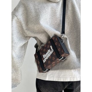 Street Wear carta caixa de couro saco ins estilo masculino High-End caixa dura saco do mensageiro versão coreana persona