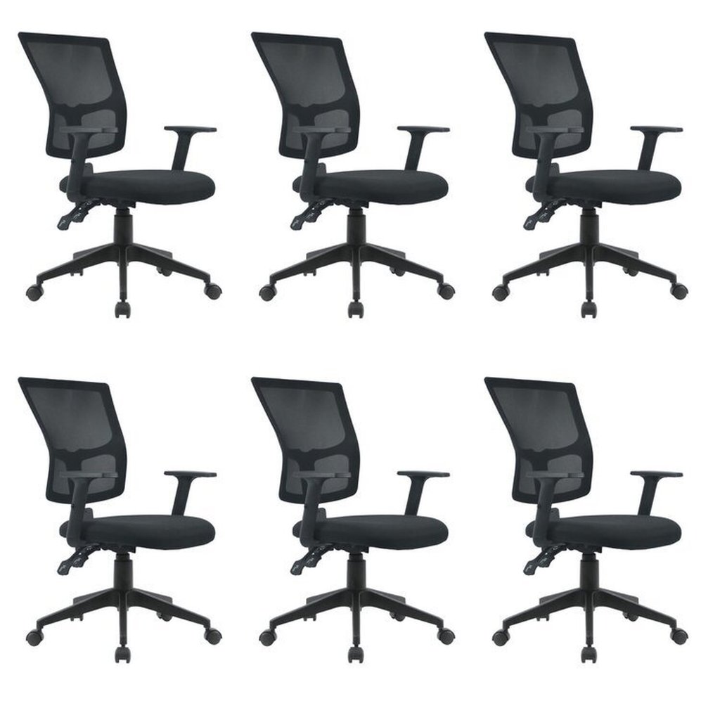 Kit 6 Cadeiras Escritório Diretor Ergonômica NR17 Tela Mesh Londres Cadeira Diretor