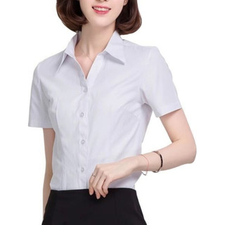 Roupa profissional com decote em V camisa branca de manga curta feminina verão entrevista Formal wear Hotel recepção de 