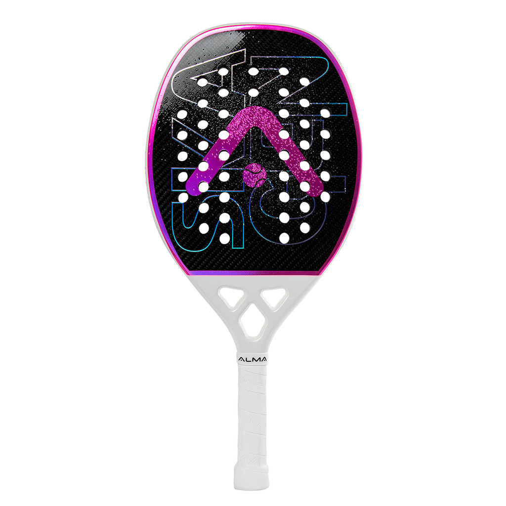 Raquete Beach Tennis Skagen 3K Branca e Rosa Alma Genius