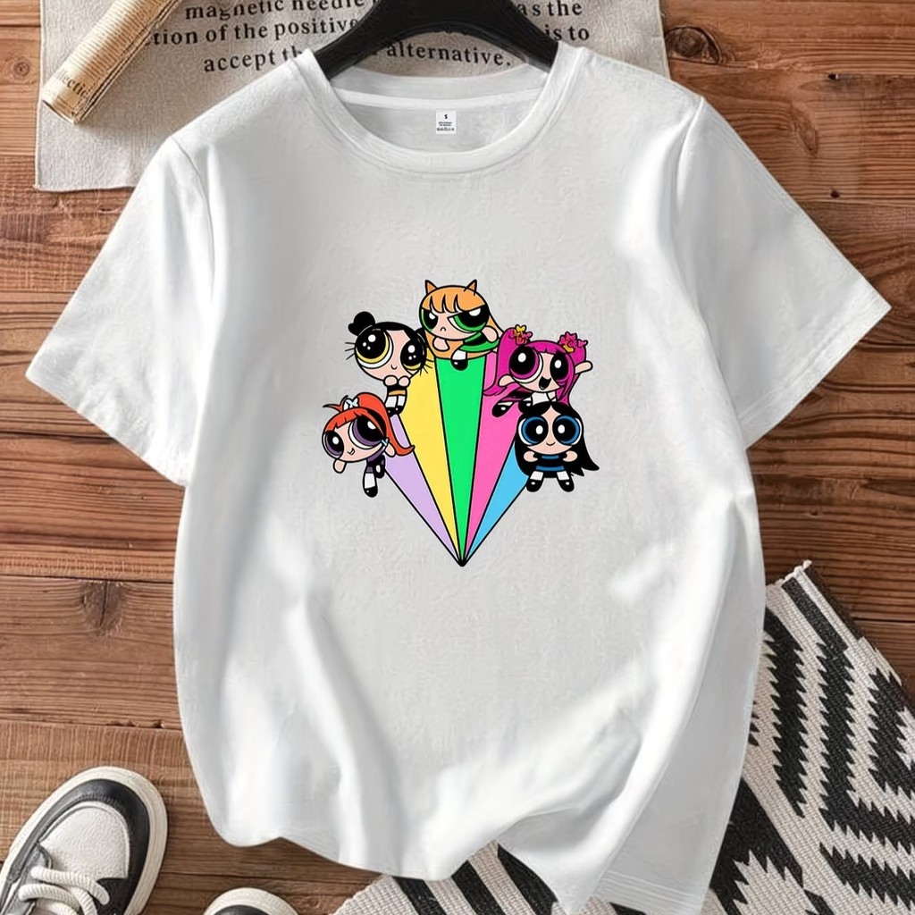 Camiseta Estampada Inspirado Super Poderosas Arco-íris Unissex 100% Algodão Frete Grátis Rápido Plus Size