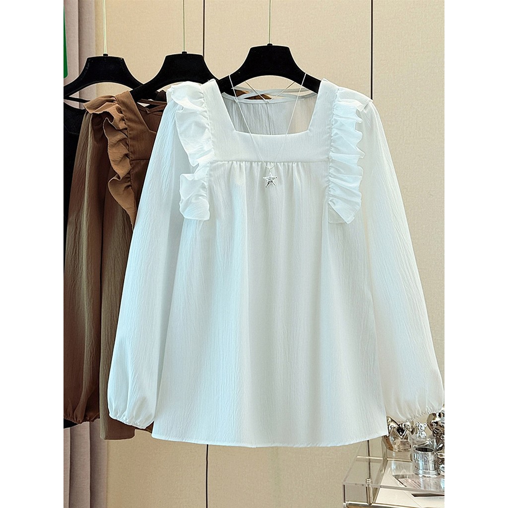 Primavera roupas femininas lote novo estilo cabelo solto mais magro olhar elegante estilo ocidental camisa tamanho grand