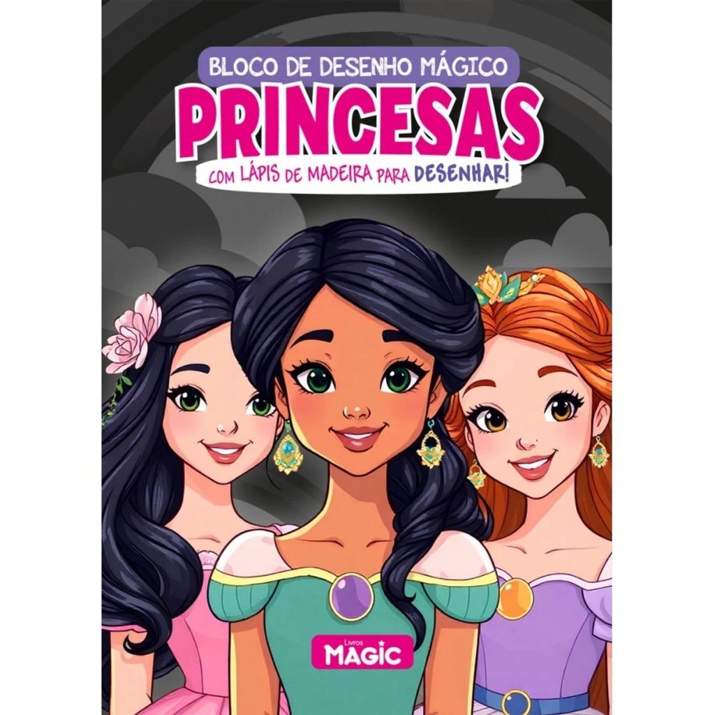 Bloco de Desenho Mágico | Com Lápis | Princesas