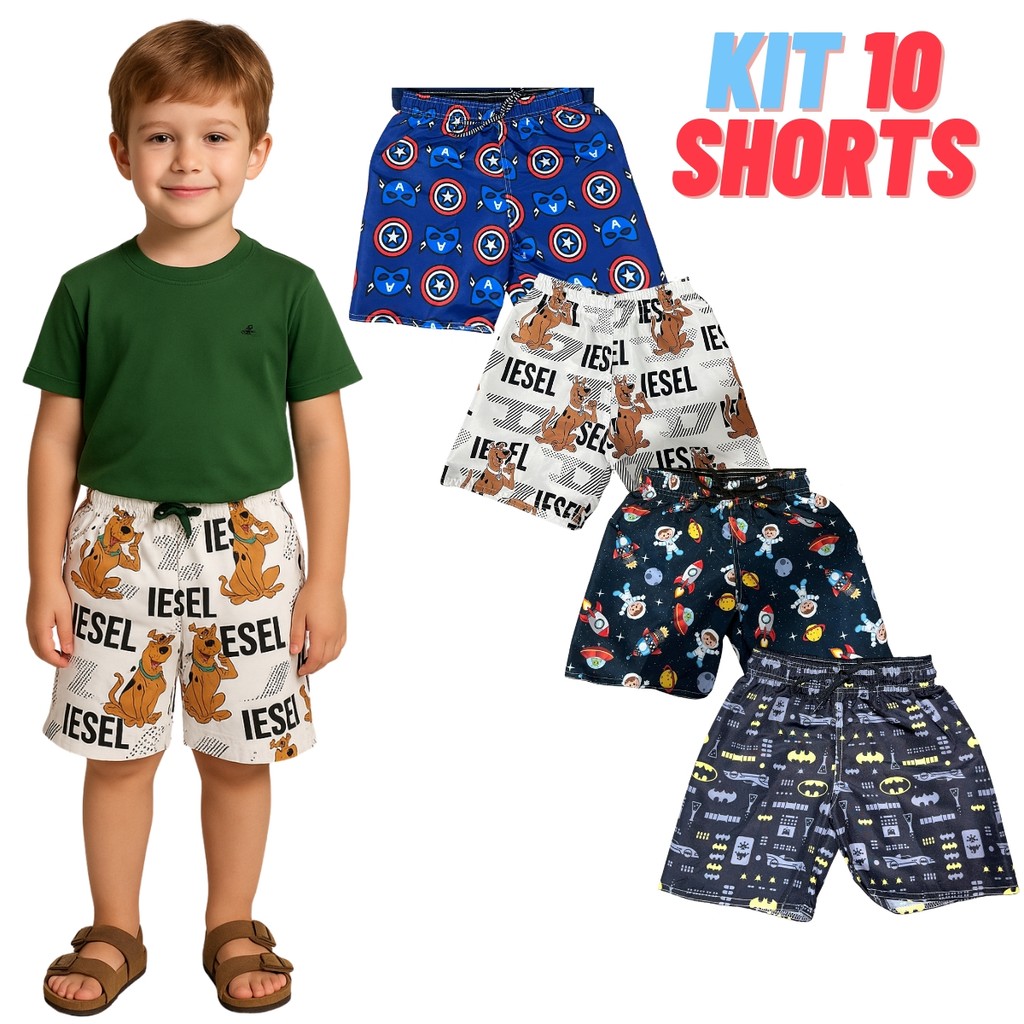 Bermuda Infantil - Kit 1 short Achadinhos do Cezar