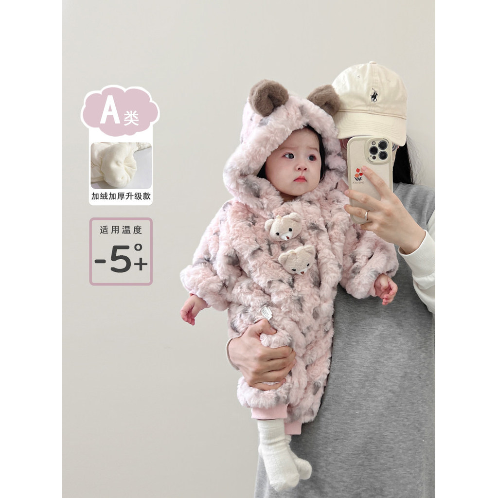 Roupas de bebê outono inverno novo estilo bebê menina roupas de inverno macacão bebê inverno Outing roupas de algodão qu