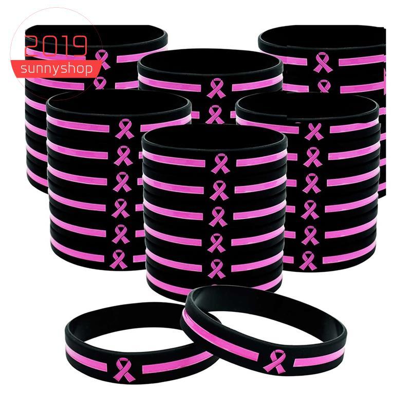 [Bestseller S] 36 Peças Pulseiras De Conscientização Sobre Os Seios Itens Em Massa Acessórios Simples Fita Rosa Silicone