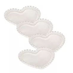 Prato De Coração Kit 4 Sobremesa Vidro Cristal Chumbo 18x15,5cm - Lyor