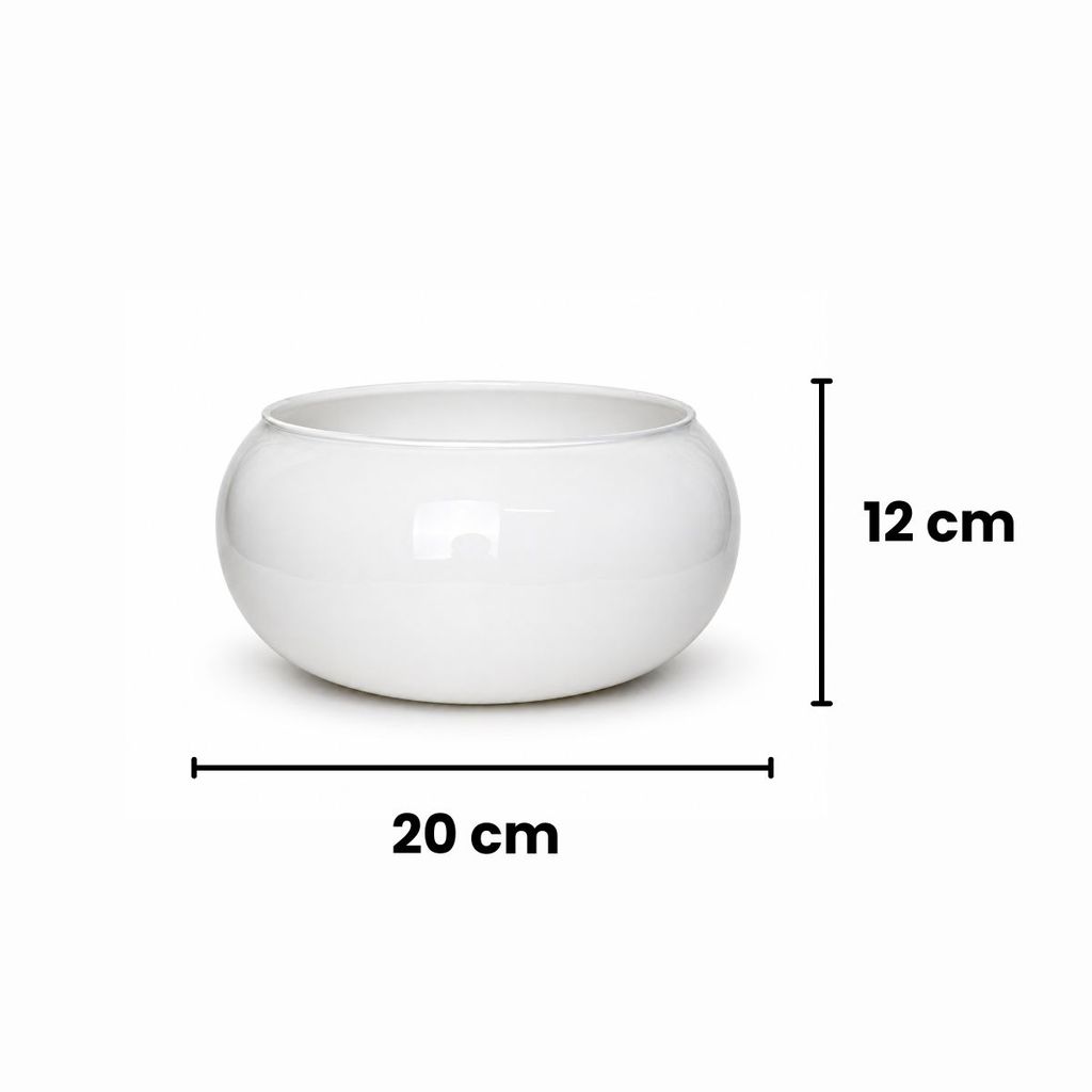 Vaso Vidro Redondo Decorativo Baixo Terrário Ikebana Décor Branco — imagem 2 de 2