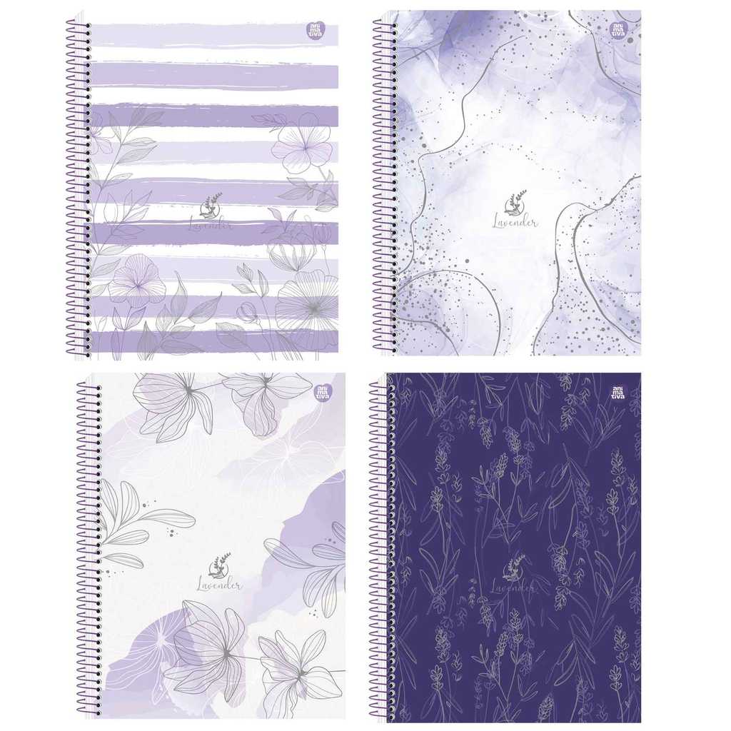 Caderno Universitário 10 Matérias 160 Fls Lilás Roxo Lavender Animativa