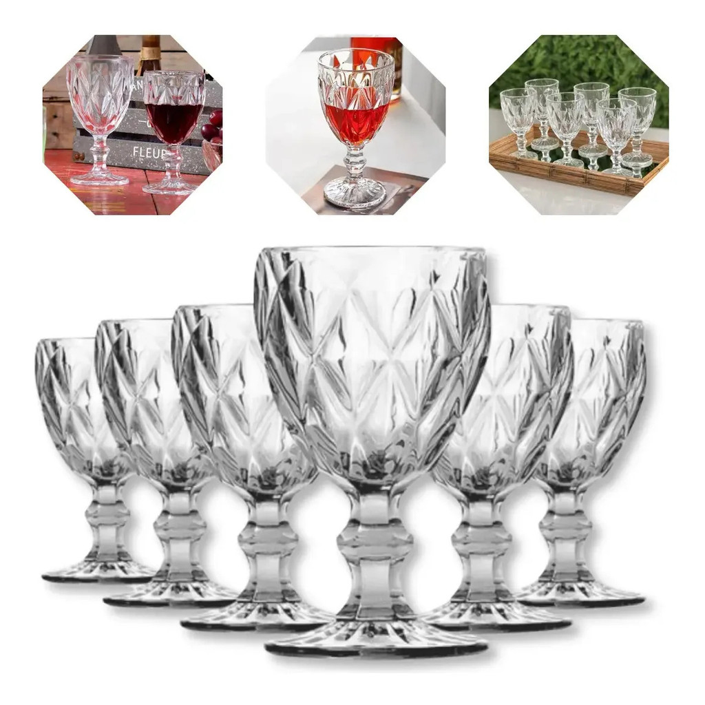 Jogo De 6 Taças Premium  Para Vinho Água Suco
