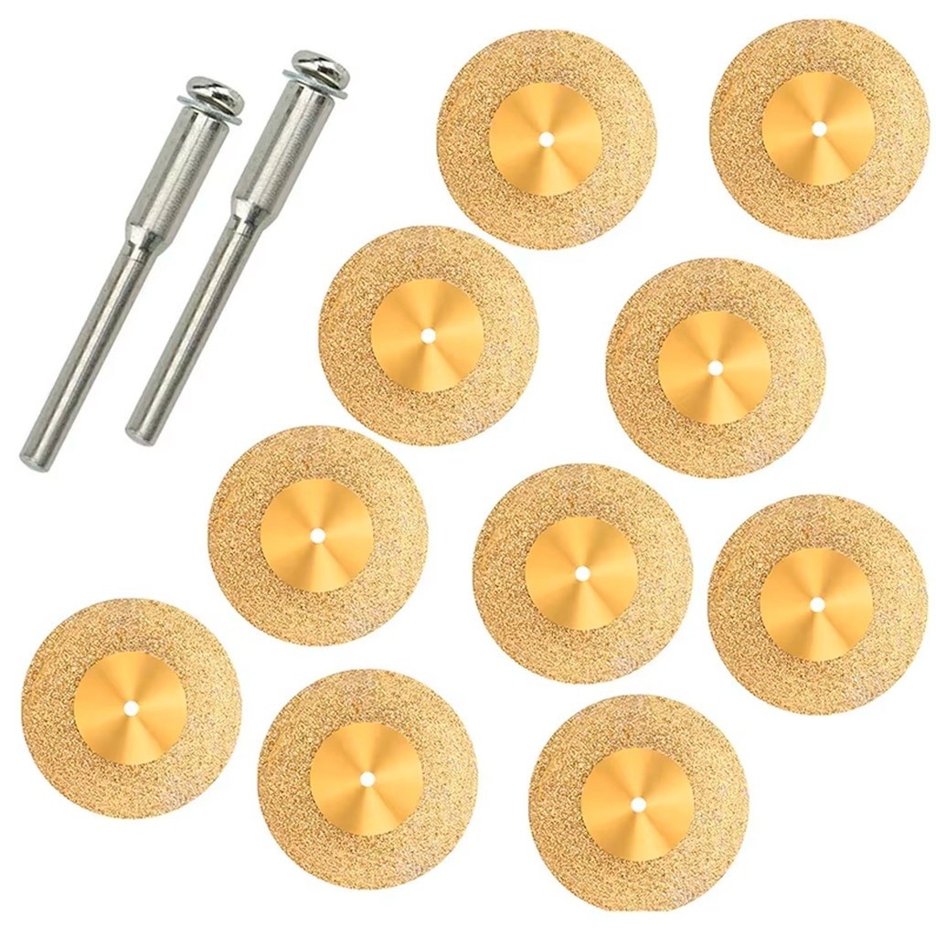 Kit 10 Discos de Corte Diamantado Para Mini Micro Retifica Lâmina De Serra Metal Resina Porcelana Vidro