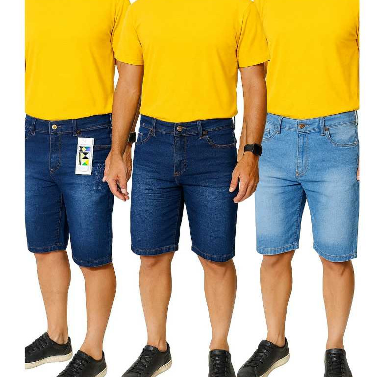 Kit 3 Bermuda Masculina short jeans elastano unidades sortidas