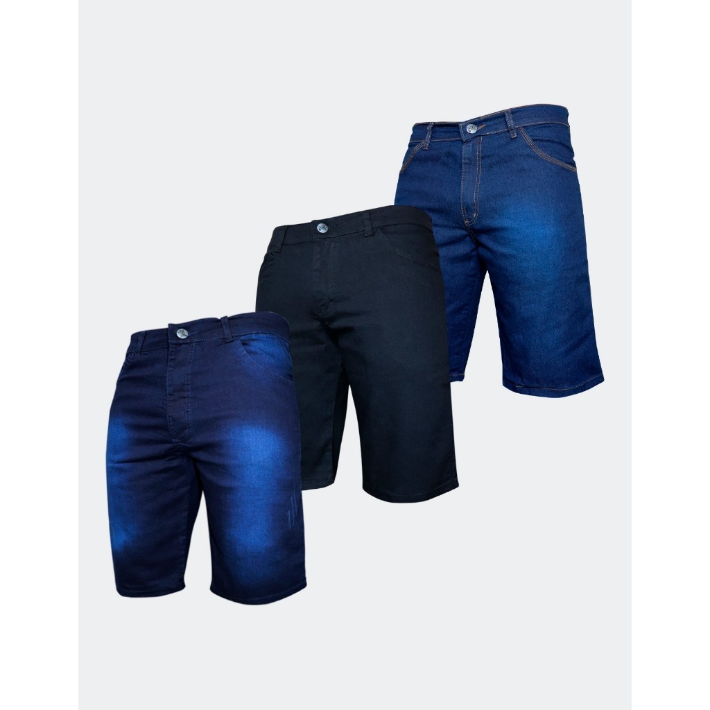 Kit 3 Bermuda Jeans Masculina Tamanho Grande 36 ao 48 Elastano