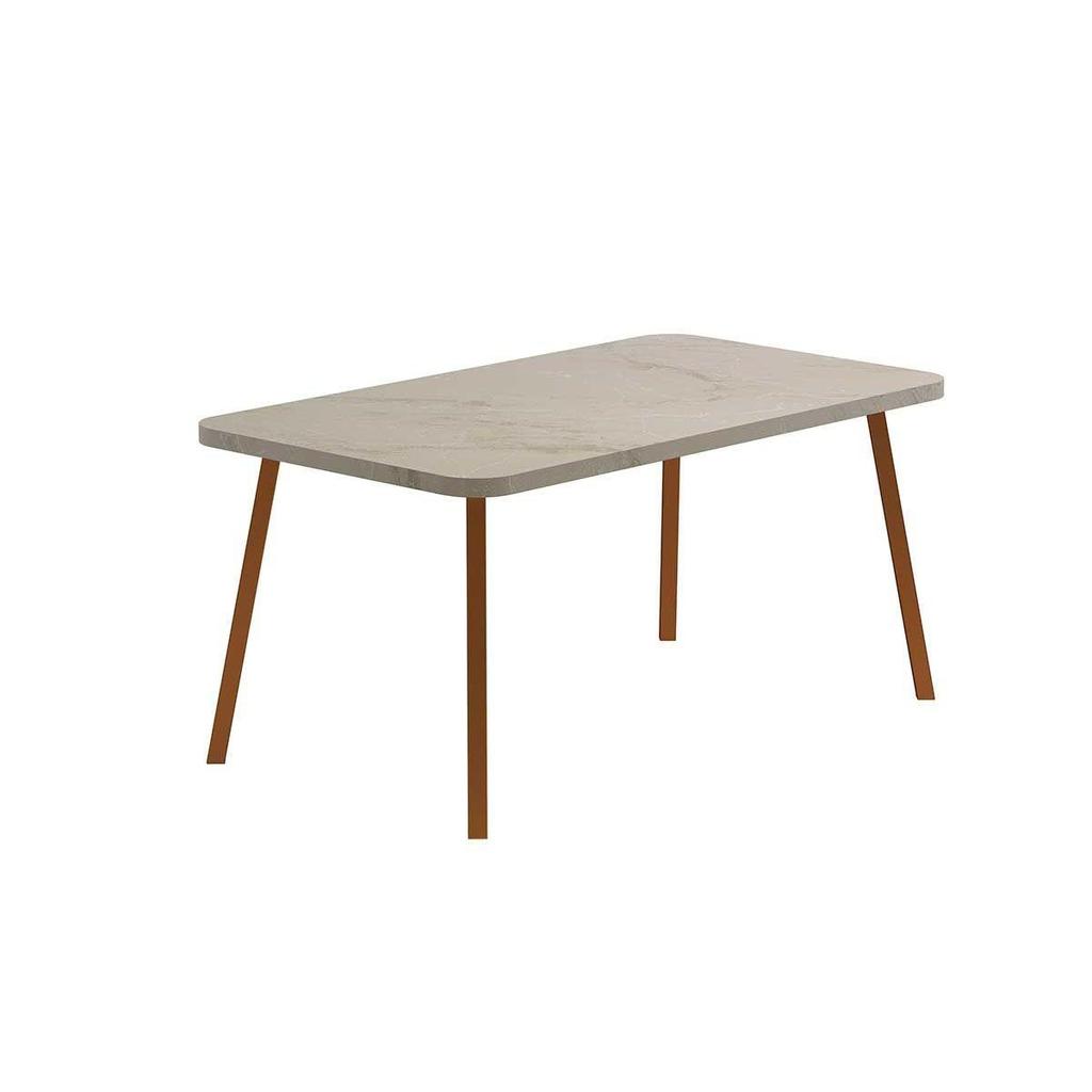 Mesa de Sala Jantar Stellar 1597 Aço c/ Tampo Madeirado 160x90cm Rose/Petra - Carraro