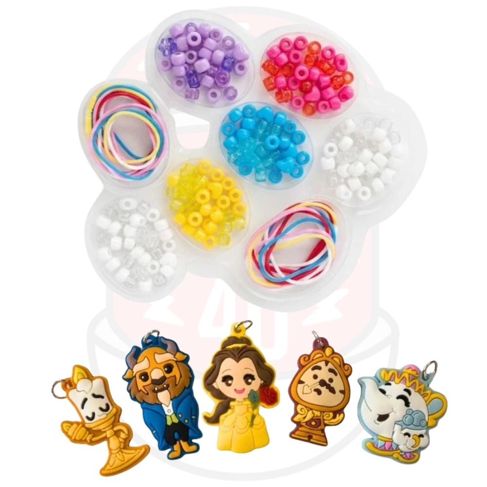 KIT MIÇANGAS MONTE SEU COLAR PRINCESA BELA DISNEY TOYNG BRINQUEDOS DE MENINAS FERA PERSONAGENS VELA · foto 2