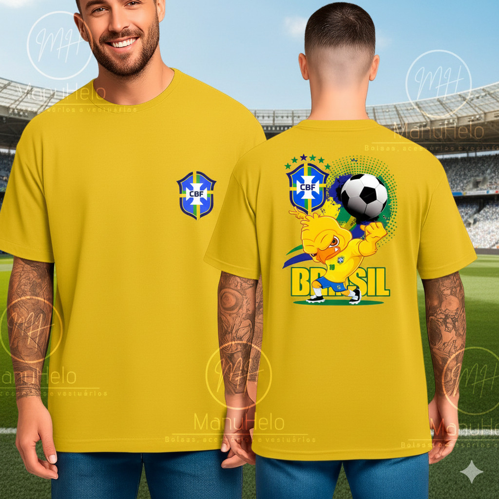 Camiseta Premium Brasil Torcedor Time Copa Do Mundo Futebol Camisa 100%  Algodão Adulto Infantil